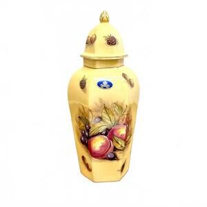 Aynsley England Bone China Ginger Jar – Hand Painted Fruit & Nut Motif 9 in